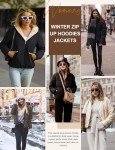 BBO Zip Up Hoodies for Women Sherpa Fleece Jackets Ladies Winter Warm Fleece Coat Casual Full Zip Sweatshirt Thermal