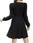 Trendy Black Long Sleeve Babydoll Dress for Women