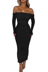 Off Shoulder Maxi Bodycon Dress for Women