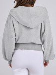 Oyamiki Womens Fall Grey Zip Up Hoodie Workout Light Jackets with Pockets Spring Outwear S