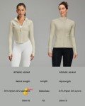 QUEENIEKE Workout Jacket for Womens Slim Fit BBL Jacket Zip up Cropped Gym Tops for Yoga Running (Peyote, XS)