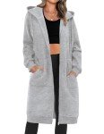 Zeagoo Women's Casual Zip up Hoodies Long Tunic Sweatshirts Jackets Fashion Plus Size Hoodie with Pockets Light Grey