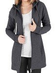 heekpek Women's Hoodie Long Sleeve Zip-Up Hoodies Jacket Solid Color Sweatshirt Long Sport Coat Plus Size with Pockets(Gray-D,M)