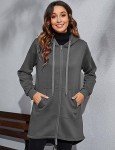 heekpek Women's Hoodie Long Sleeve Zip-Up Hoodies Jacket Solid Color Sweatshirt Long Sport Coat Plus Size with Pockets(Gray-D,M)
