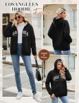 Voqeen Womens Fleece Zip Up Hoodie Sherpa Jackets Los Angles Warm Hooded Sweatshirts Fall Winter Coat(Black,XXL)