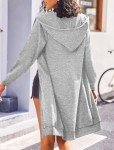 Zeagoo Women's Casual Zip up Hoodies Long Tunic Sweatshirts Jackets Fashion Plus Size Hoodie with Pockets Light Grey