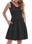 Flowy Black V-Neck Summer Dress with Pockets