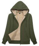 MAGCOMSEN Women Sherpa Jacket Sweatshirt Full Zip Hoodie Winter Jackets Warm Casual Zipper Thick Hoodies Army Green, L