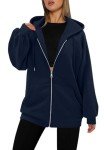 CHICZONE Hoodies Womens Long Sleeve Zip Up Hooded Sweatshirts Fall Winter Fleece Ladies Trendy Loose Jackets Coats with Pockets Navy Medium