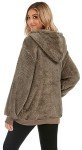 CHICALLURE Women's Sherpa Jacket Fuzzy Fleece Hoodie Pullover Long Sleeves Casual Shaggy Zipper Sweatshirts with Pockets(Brown, M)