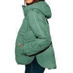 Women Quilted Pullover Puffer Jacket Oversized Casual Long Sleeve Hooded Coats Winter Warm Outwear with (Green, XXXL)