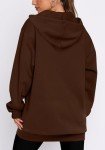 KISSMODA Woman Winter Hoodies Long Sleeve Fleece Oversized Jacket with Pockets Solid Basic Sweatshirt Casual Fall Outfits Light Coffee L