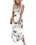 Summer Floral Sleeveless Maxi Dress with Pockets