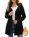 Oleda Zip Up Womens Hoodies Sherpa Fleece Winter Jacket Hoodie Long Sleeve Tunic Sweatshirt Hooded Coats with Pockets Black