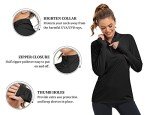 Tanst Sky Womens Golf Shirt Long Sleeve, Ladies Quarter Zip Pullover Quick Dry Winter Moisture Wicking SPF 50+ Sun Protection Swim Tops Fashion Juniors Thumb Hole Yoga Jackets Activewear Black M