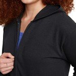 Hanes Women's Full-Zip Hooded Sweatshirt, EcoSmart Women's Sweatshirt, Women's Comfortable Hoodie, Ebony, Small