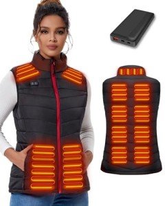 Seenew Heated Vest for Women with 15000mah Battery Pack, Women's Heated Jacket with 3 Heating Levels, 13 Heating Zones, Lightweight Electric Heating Vest(XL)