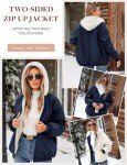 AFFA Fleece Jackets for Women Sherpa Lined Reversible Hooded Jacket Winter Warm Zip Up Coats Fashion Outerwear with Pockets