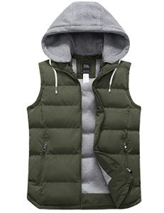 ZSHOW Women's Winter Padded Vest Removable Hooded Outwear Jacket Army Green S