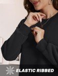 TACVASEN Womens Athletic Pullover Sherpa Lined Black Crewneck Sweatshirt Cotton Long Sleeve Keep Warm, L