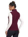 MAGCOMSEN Womens Vests Outerwear Polar Sleeveless Jackets Full Zip Fleece Vest with Inner Pockets Wine Red L
