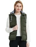ZSHOW Women's Winter Padded Vest Removable Hooded Outwear Jacket Army Green S