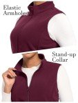 MAGCOMSEN Womens Vests Outerwear Polar Sleeveless Jackets Full Zip Fleece Vest with Inner Pockets Wine Red L