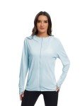 Malarocoby Women's Sun Protection Jacket UPF 50+ Full Zipper Long Sleeve UV Hoodie Shirts Outdoor Athletic Jacket with Pocket