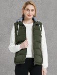 ZSHOW Women's Winter Padded Vest Removable Hooded Outwear Jacket Army Green S