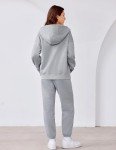 PINSPARK Jogger Sets for Women 2 Piece Oversized Zip Up Sweatshirt Fleece Jogger Sweatpants Tracksuit Sweat Lounge Set Light Grey XL