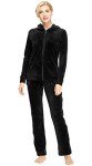 Dolcevida Women's Velour Tracksuits 2 Piece Outfits Hoodie & Sweatpants Sweatsuit Set (Full Zip Top- Black, M)