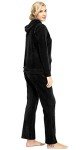 Dolcevida Women's Velour Tracksuits 2 Piece Outfits Hoodie & Sweatpants Sweatsuit Set (Full Zip Top- Black, M)