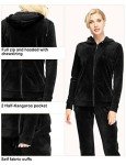 Dolcevida Women's Velour Tracksuits 2 Piece Outfits Hoodie & Sweatpants Sweatsuit Set (Full Zip Top- Black, M)