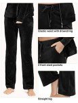 Dolcevida Women's Velour Tracksuits 2 Piece Outfits Hoodie & Sweatpants Sweatsuit Set (Full Zip Top- Black, M)