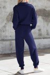 PRETTYGARDEN Women's 2 Piece Sweater Set Pullover Zip Up Sweatshirt Jogger Sweatpants Tracksuit Casual Outfit (Dark Blue,Medium)