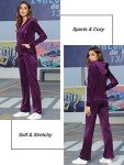 MessBebe Womens Sports Outfits Set 2 Piece Tracksuits for Women Workout Sweatsuits Long Sleeve Hoodie Sweatshirt Pants Dark Purple