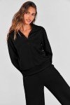 PRETTYGARDEN Women's 2024 Fall Lounge Sets Casual Half Zip Sweatshirt and Wide Leg Pants 2 Piece Outfits Sweatsuit (Black,Medium)