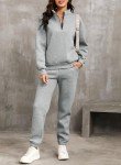 Aleumdr 2 Piece Sweatsuit Outfits for Women Jogging Sets Casual Long Sleeve Half Zip Pullover Drawstring Jogger Lounge Tracksuit Gray Medium