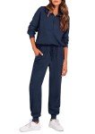 PRETTYGARDEN Womens 2 Piece Sweatsuits Set Long Sleeve Half Zip Pullover Sweatshirt Joggers Sweatpants Spring Outfits Tracksuit (Navy,Medium)
