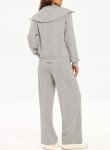 Aleumdr Two Piece Outfits Half Zip Sweatshirt Sweatsuit Fleece Lounge Sets for Women Matching Set Oversized Pullover Wide Leg Sweatpant Tracksuit 2024 Fall Fashion Travel Athletic Clothing Grey