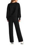 PRETTYGARDEN Women's 2 Piece Outfits Tracksuit Long Sleeve Pullover Tops And Long Pants Jogger Sets Sweatsuits (Black,Medium)