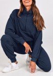 PRETTYGARDEN Womens 2 Piece Sweatsuits Set Long Sleeve Half Zip Pullover Sweatshirt Joggers Sweatpants Spring Outfits Tracksuit (Navy,Medium)