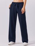 PINSPARK Sweat Suit for Women 2 Piece Set Oversized Half Zip Sweatshirt Wide Leg Sweatpants Lounge Set Tracksuit, Navy Blue L