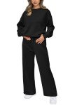PRETTYGARDEN Women's 2 Piece Outfits Tracksuit Long Sleeve Pullover Tops And Long Pants Jogger Sets Sweatsuits (Black,Medium)