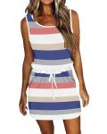 WNEEDU Women's Sleeveless Summer Dress with Pockets