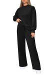 PRETTYGARDEN Women's 2 Piece Outfits Tracksuit Long Sleeve Pullover Tops And Long Pants Jogger Sets Sweatsuits (Black,Medium)