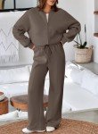 Aleumdr Tracksuit for Women Full Zip Hoodie 2 Piece Outfits Sweatshirt And Sweatpant Oversized Lounge Jogging SuitPocketsWinter Dark Brown Large