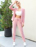 Totatuit Velour Tracksuit Sets For Women 2 Piece Velvet Sweatsuits Sets No Hood Zipper Jacket Long Pant Loungewear Joggers Workout Outfits Pink Medium