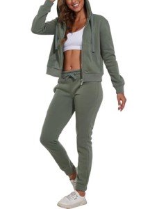Xmgelp Womens 2 Piece Set Casual Tracksuits Athletic Jogging Sweat Suits Outfits for Women, Bean Green M