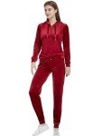 Woolicity Womens Velour Tracksuit 2 Piece Outfits for Women Long Sleeve Hooded Zip Tops Jogging Velvet Sportswear